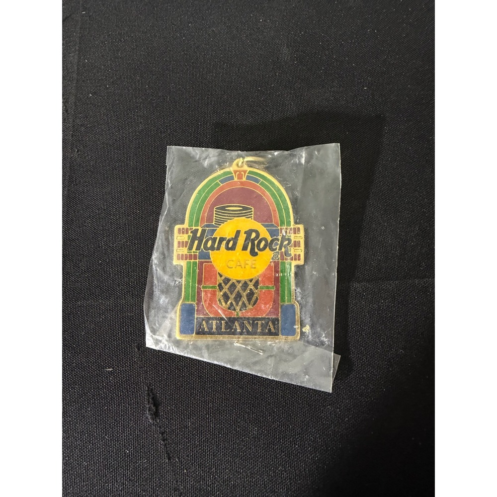Hard Rock Cafe Keychain OS Multi Like New Atlanta Jukebox Stained Glass Vintage‎
